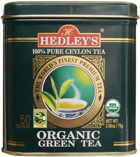 Hedley`s 50ct Organic Green Tea Metal Can